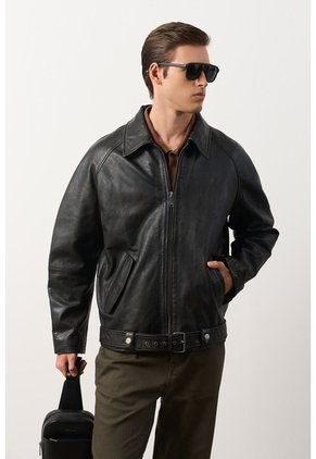 Chaqueta Bomber Oversized De Cuero Para Hombre Tierra Chaqueta Bomber Oversized De Cuero Para Hombre Tierra Cafe M VÉLEZ