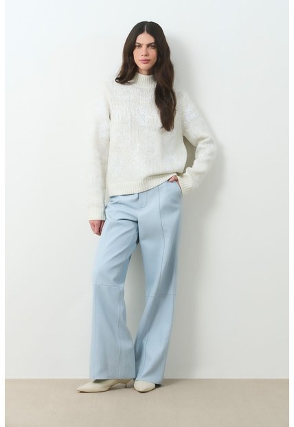 Sweater Tejido De Cuello Alto Para Mujer Nacarina Sweater Tejido De Cuello Alto Para Mujer Nacarina Crema M VÉLEZ