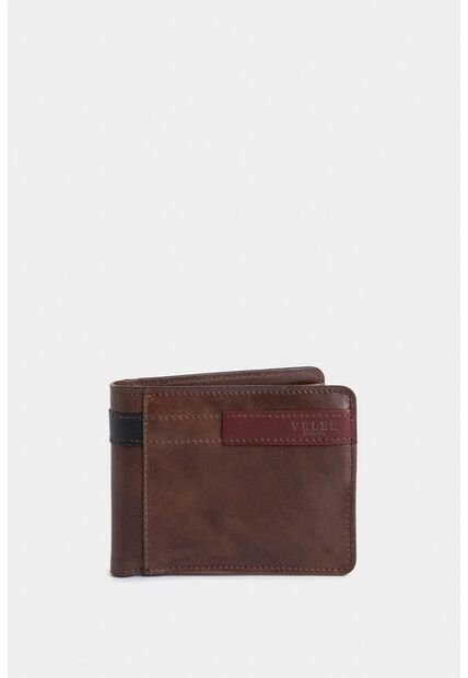 Billetera De Cuero Leather Contrastes Cafe Billetera De Cuero Leather Contrastes Cafe VÉLEZ
