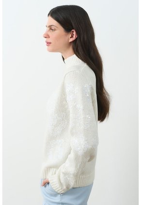 Sweater Tejido De Cuello Alto Para Mujer Nacarina Sweater Tejido De Cuello Alto Para Mujer Nacarina Crema M VÉLEZ