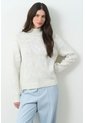 Sweater Tejido De Cuello Alto Para Mujer Nacarina Sweater Tejido De Cuello Alto Para Mujer Nacarina Crema M VÉLEZ de Vélez