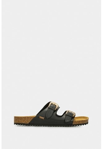 Sandalia Plana Pilos De Cuero Para Mujer Suela Corcho Sandalia Plana Pilos De Cuero Para Mujer Suela Corcho Negro 40 VÉLEZ Vélez