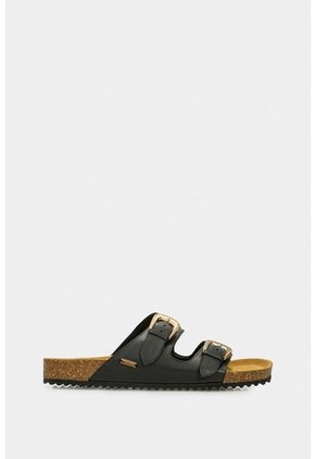 Sandalia Plana Pilos De Cuero Para Mujer Suela Corcho Sandalia Plana Pilos De Cuero Para Mujer Suela Corcho Negro 40 VÉLEZ