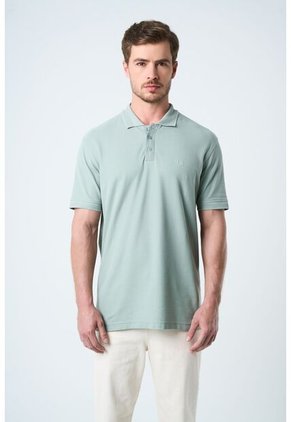 Polo Para Hombre Semi Fit Detalle Jacquard Polo Para Hombre Semi Fit Detalle Jacquard Agua Marina L VÉLEZ