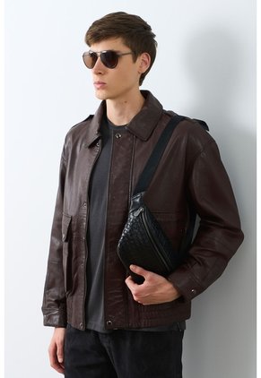 Chaqueta Bomber De Cuero Para Hombre Meridian Chaqueta Bomber De Cuero Para Hombre Meridian Cafe S VÉLEZ