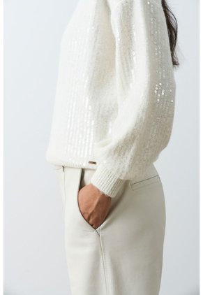 Sweater Tejido Oversized Para Mujer Nácar Sweater Tejido Oversized Para Mujer Nácar Crema M VÉLEZ