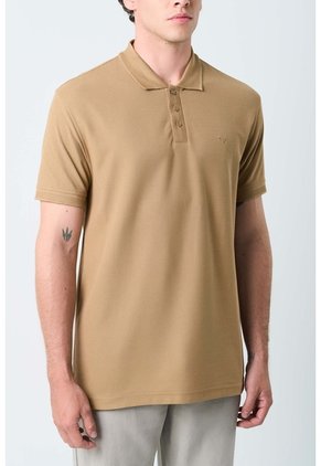 Polo Para Hombre Semi Fit Detalle Jacquard Polo Para Hombre Semi Fit Detalle Jacquard Tabaco L VÉLEZ