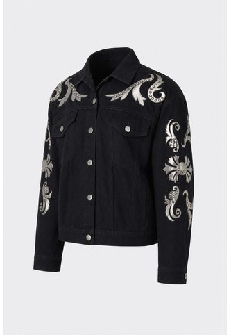 Chaqueta Trucker En Denim Y Cuero Para Mujer Soren Chaqueta Trucker En Denim Y Cuero Para Mujer Soren Negro M VÉLEZ Vélez