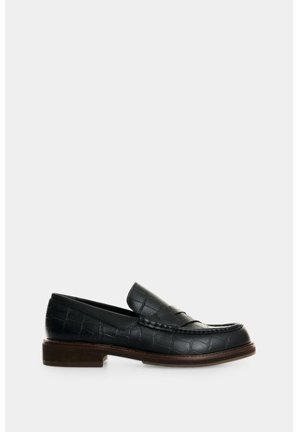 Mocasines En Cuero Croco Para Mujer Mocasines En Cuero Croco Para Mujer Negro 41 VÉLEZ