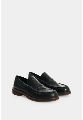 Mocasines En Cuero Croco Para Mujer Mocasines En Cuero Croco Para Mujer Negro 41 VÉLEZ
