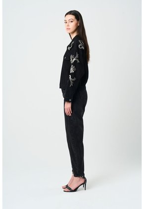 Chaqueta Trucker En Denim Y Cuero Para Mujer Soren Chaqueta Trucker En Denim Y Cuero Para Mujer Soren Negro M VÉLEZ