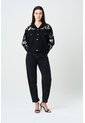 Chaqueta Trucker En Denim Y Cuero Para Mujer Soren Chaqueta Trucker En Denim Y Cuero Para Mujer Soren Negro M VÉLEZ de Vélez