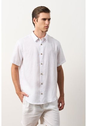 Camisa En Lino Manga Corta Siena Para Hombre Camisa En Lino Manga Corta Siena Para Hombre Blanco XS VÉLEZ