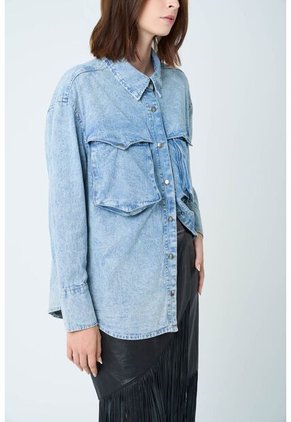 Camisa Perseus Para Mujer Oversized Camisa Perseus Para Mujer Oversized Azul Claro M VÉLEZ