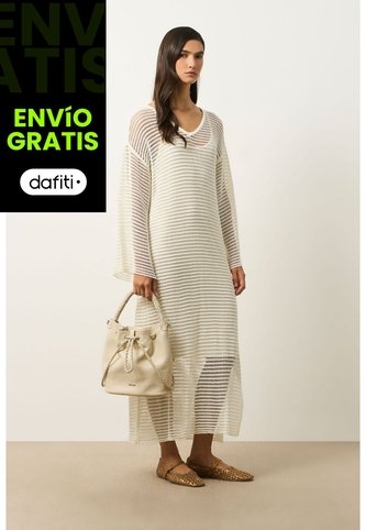 Vestido Maxi Tejido Ica Para Mujer Vestido Maxi Tejido Ica Para Mujer Crema 10 VÉLEZ Vélez