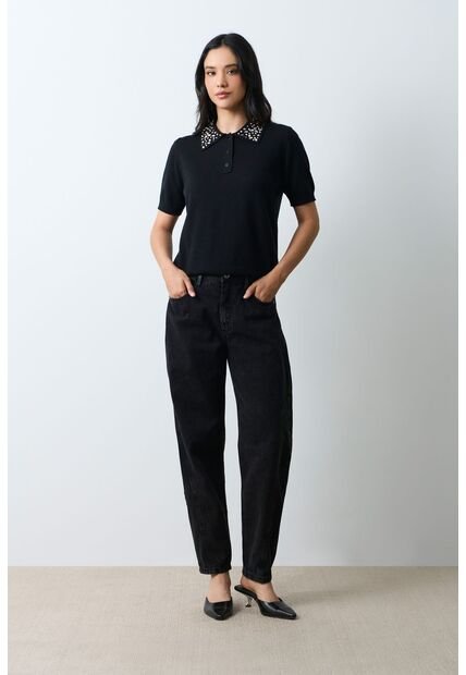 Polo Tejida Manga Corta Para Mujer Almaris Polo Tejida Manga Corta Para Mujer Almaris Negro M VÉLEZ