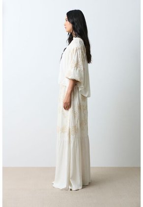 Falda Maxi Con Recogidos Para Mujer Bruma Falda Maxi Con Recogidos Para Mujer Bruma Crema 12 VÉLEZ