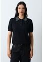 Polo Tejida Manga Corta Para Mujer Almaris Polo Tejida Manga Corta Para Mujer Almaris Negro M VÉLEZ de Vélez