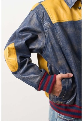 Chaqueta Bomber En Cuero Envejecido Para Hombre Chaqueta Bomber En Cuero Envejecido Para Hombre Multicolor XS VÉLEZ