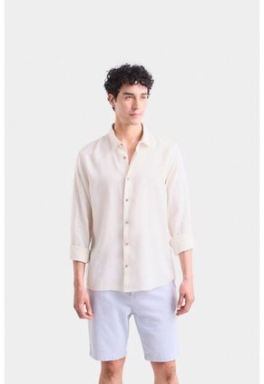 Camisa Manga Larga En Lino Para Hombre Silueta Semi Ajustada Camisa Manga Larga En Lino Para Hombre Silueta Semi Ajustada Arena XXL VÉLEZ