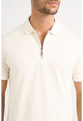 Polo Casual Algodón Para Hombre Cremallera Polo Casual Algodón Para Hombre Cremallera Crema S VÉLEZ