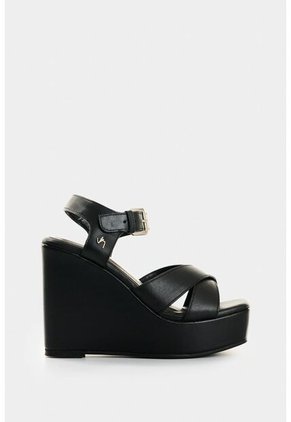 Sandalia Plataforma De Cuero Para Mujer Luzia Sandalia Plataforma De Cuero Para Mujer Luzia Negro 34 VÉLEZ