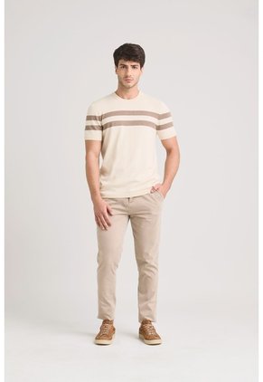 Camiseta Franjas 2 Tejida Para Hombre Manga Corta Camiseta Franjas 2 Tejida Para Hombre Manga Corta Arena M VÉLEZ