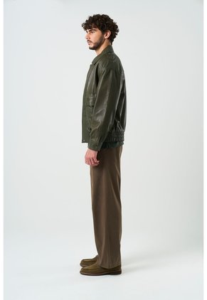 Chaqueta Bomber De Cuero Para Hombre Meridian Chaqueta Bomber De Cuero Para Hombre Meridian Verde Oliva L VÉLEZ