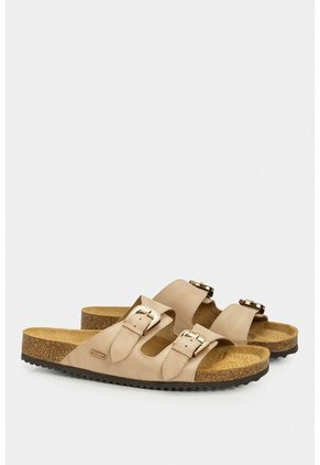 Sandalia Plana Pilos De Cuero Para Mujer Suela Corcho Sandalia Plana Pilos De Cuero Para Mujer Suela Corcho Beige 37 VÉLEZ