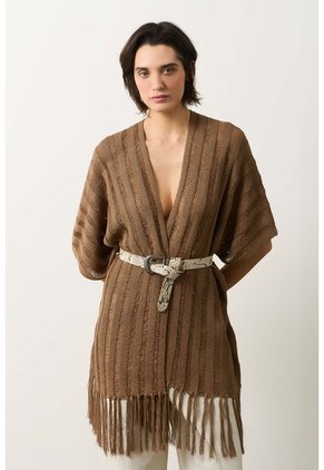 Cárdigan Tipo Poncho Tejido Para Mujer Quena Cárdigan Tipo Poncho Tejido Para Mujer Quena Miel S VÉLEZ