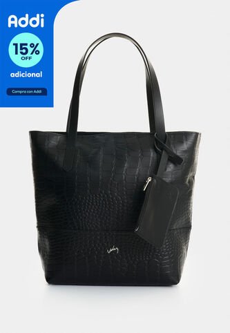Shopping De Cuero Grabado Para Mujer Verona Shopping De Cuero Grabado Para Mujer Verona Negro VÉLEZ Vélez