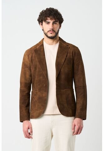 Blazer De Cuero Gamuzado Para Hombre Sole Blazer De Cuero Gamuzado Para Hombre Sole Miel S VÉLEZ Vélez