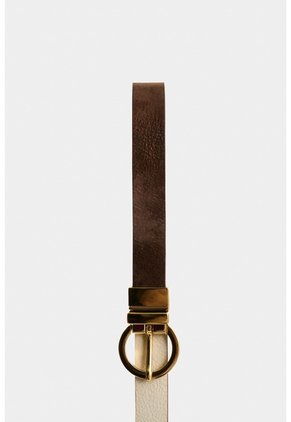 Cinturón Doble Faz Zenón De Cuero Para Mujer Hebilla Circular Cinturón Doble Faz Zenón De Cuero Para Mujer Hebilla Circular Bronce M VÉLEZ
