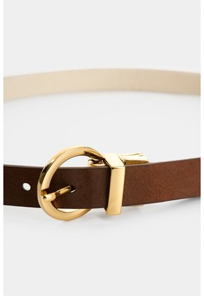 Cinturón Doble Faz Zenón De Cuero Para Mujer Hebilla Circular Cinturón Doble Faz Zenón De Cuero Para Mujer Hebilla Circular Bronce M VÉLEZ