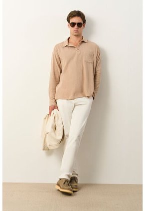 Camisa Semi-fitted Manga Larga Para Hombre Memoria Camisa Semi-fitted Manga Larga Para Hombre Memoria Tabaco L VÉLEZ