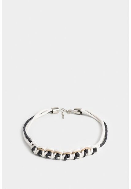 Collar Malaquita De Cuero Y Algodón Para Mujer Trenzado Collar Malaquita De Cuero Y Algodón Para Mujer Trenzado Azul VÉLEZ