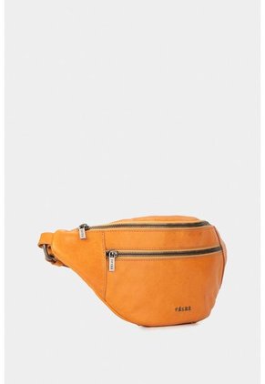 Riñonera Manzano De Cuero Para Mujer Cierre Cremallera Amarillo