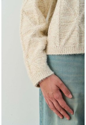 Cardigan Tejido Con Lúrex Para Mujer Soren Cardigan Tejido Con Lúrex Para Mujer Soren Crema L VÉLEZ