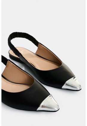 Baleta Ocaso De Cuero Para Mujer Puntera Metálica Baleta Ocaso De Cuero Para Mujer Puntera Metálica Negro 36 VÉLEZ