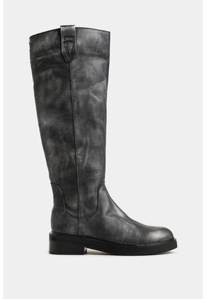 Botas Tulipan De Cuero Brush Off Para Mujer Efecto Metalizado Botas Tulipan De Cuero Brush Off Para Mujer Efecto Metalizado Gris 34 VÉLEZ