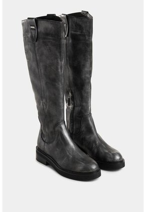 Botas Tulipan De Cuero Brush Off Para Mujer Efecto Metalizado Botas Tulipan De Cuero Brush Off Para Mujer Efecto Metalizado Gris 34 VÉLEZ