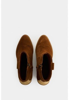 Botines Texanos De Cuero Gamuzado Para Mujer Sahara Botines Texanos De Cuero Gamuzado Para Mujer Sahara Miel 34 VÉLEZ