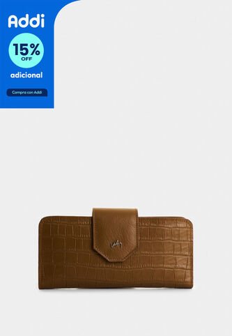 Billetera Porta Chequera Extravaganza De Cuero Para Mujer Grabado Billetera Porta Chequera Extravaganza De Cuero Para Mujer Grabado Miel VÉLEZ Vélez