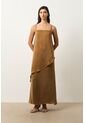 Vestido Loa Maxi Con Efecto Satinado Para Mujer Vestido Loa Maxi Con Efecto Satinado Para Mujer Miel 12 VÉLEZ de Vélez