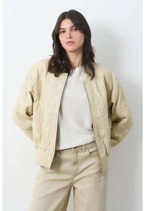Bomber De Cuero Repujado Para Mujer Sira Bomber De Cuero Repujado Para Mujer Sira Beige M VÉLEZ