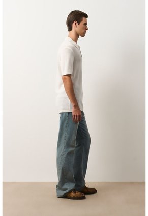 Polo Manga Corta Tejida Para Hombre Dunas Polo Manga Corta Tejida Para Hombre Dunas Crema XXL VÉLEZ