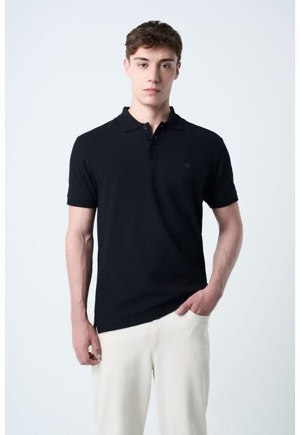 Polo Para Hombre Semi Fit Detalle Jacquard Polo Para Hombre Semi Fit Detalle Jacquard Negro L VÉLEZ