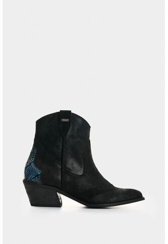 Botines Texanos De Cuero Gamuzado Para Mujer Sahara Botines Texanos De Cuero Gamuzado Para Mujer Sahara Negro 37 VÉLEZ Vélez