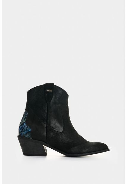 Botines Texanos De Cuero Gamuzado Para Mujer Sahara Botines Texanos De Cuero Gamuzado Para Mujer Sahara Negro 37 VÉLEZ