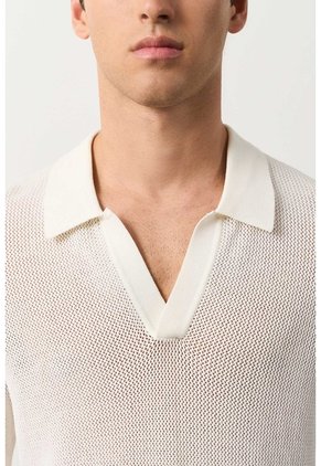 Polo Manga Corta Tejida Para Hombre Dunas Polo Manga Corta Tejida Para Hombre Dunas Crema XXL VÉLEZ